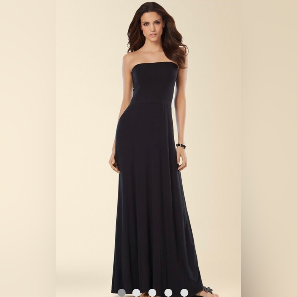 Soma Fold over Multi-Way bandeau Maxi Dress Black maxi skirt size small